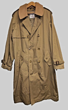 Vtg 38R John Weitz Mens Long Trench Coat Button Cotton Blend Wool Liner & Collar